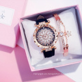 2021 gran oferta reloj de mujer juego de regalo 2 unids / set pulsera de diamantes de imitación relojes de pulsera para mujer reloj de pulsera de cristal con encanto para mujer